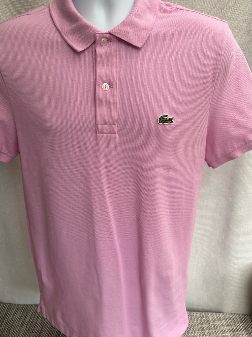 Lacoste Men’s Pink Short-Sleeve Pique Polo with Crocodile Logo